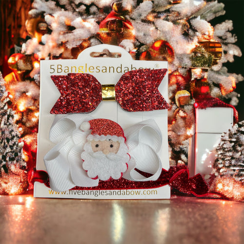 Christmas Holiday Santa Bow Set