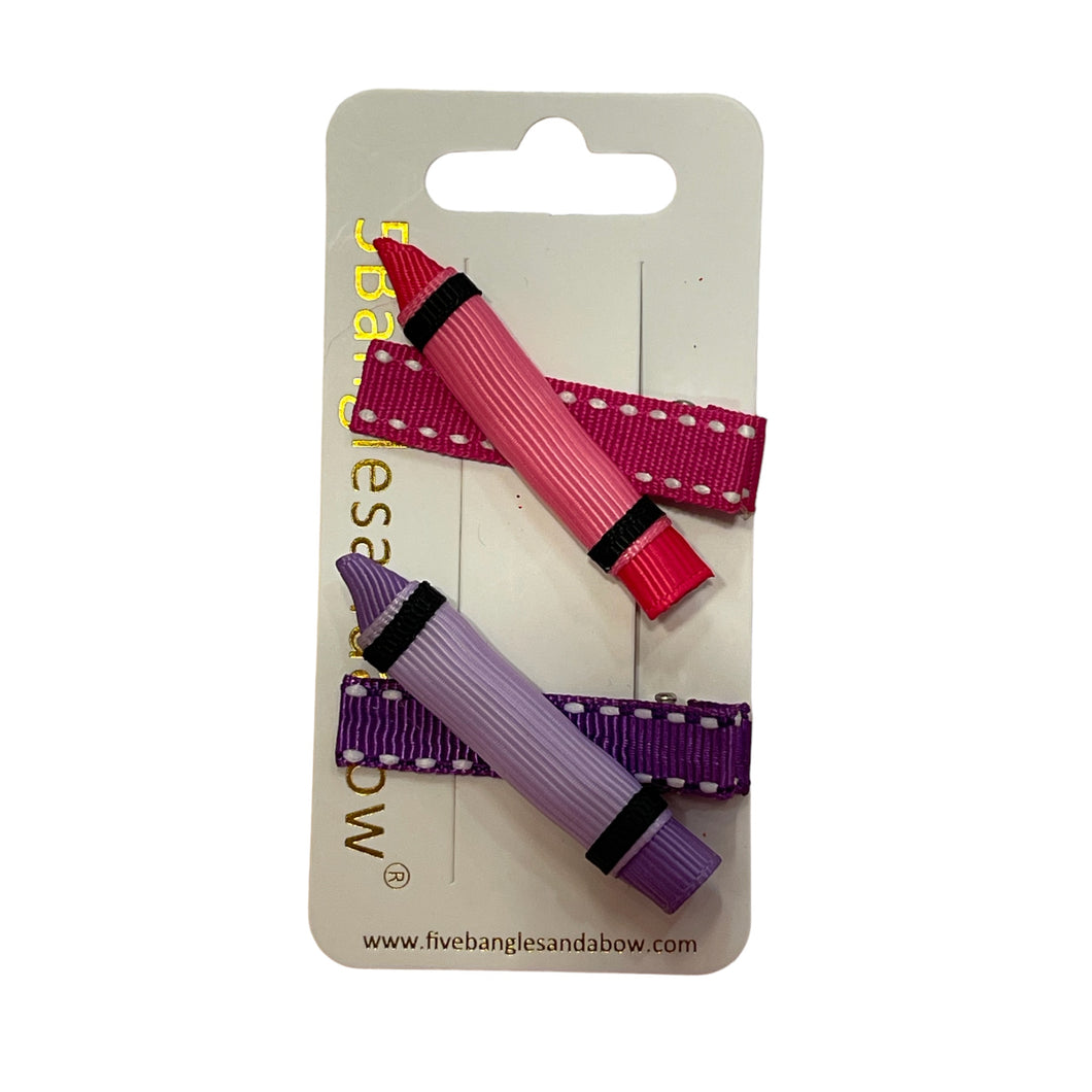 2pcs Assorted Fun crayon clips