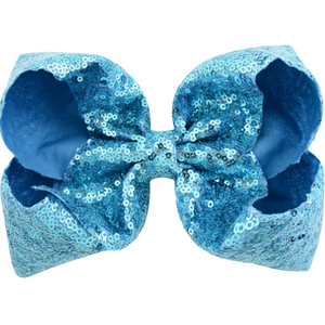 8" Jumbo Sequin Blue Boutique Bow