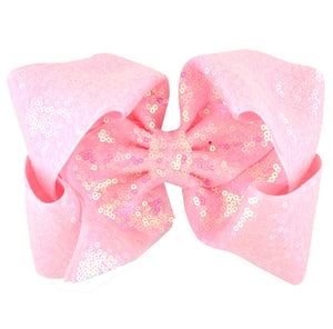 8" Jumbo Sequin Soft Pink Boutique Bow
