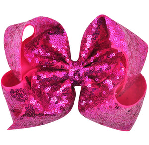 8" Jumbo Sequin Fuchsia Boutique Bow