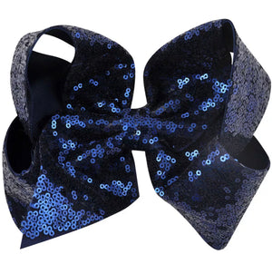 8" Jumbo Sequin Navy Blue Boutique Bow