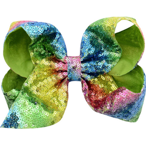 8" Jumbo Sequin Rainbow Green Boutique Bow