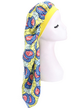 Load image into Gallery viewer, African Print Braid/Dread Loc Night Cap Yellow