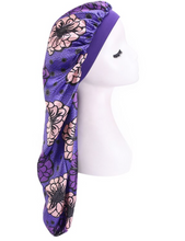 Load image into Gallery viewer, African Print Braid/Dread Loc Night Cap Purple