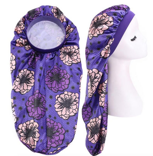 African Print Braid/Dread Loc Night Cap Purple