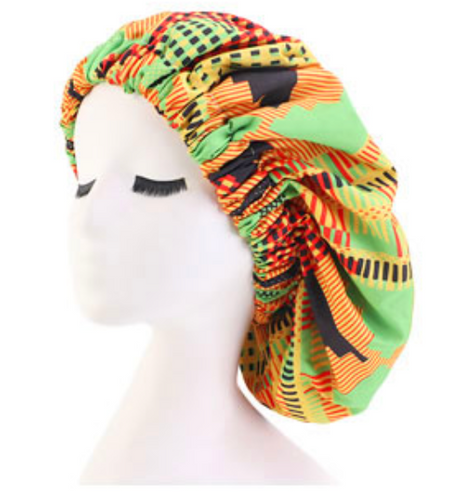 African Print Night Cap Double Lined Kente